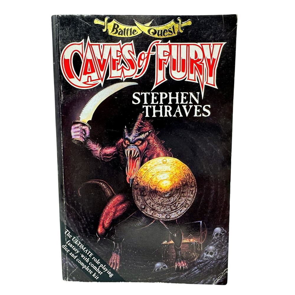 Battle Quest Caves of Fury Stephen Thraves CYOA RPG Gamebook Only 1992 Fantasy